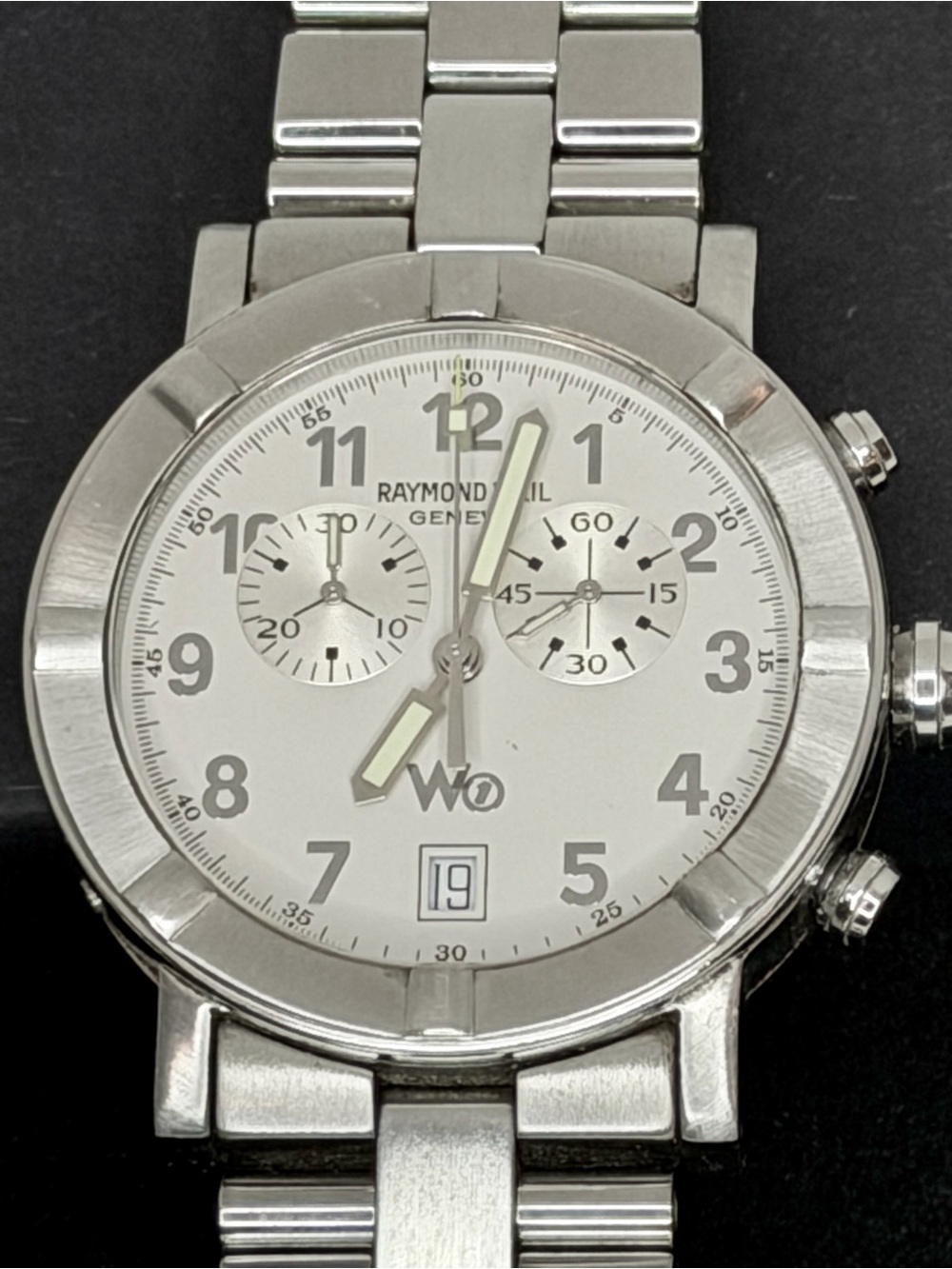 Raymond Weil W1 8000 Chronograph White Dial Swiss Quartz Watch Untested